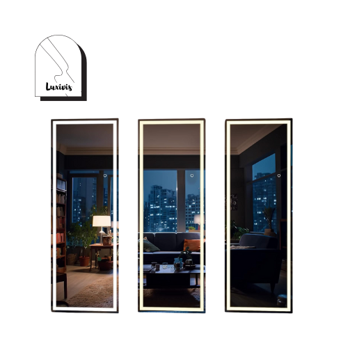 Hasipu Full-Length LED Mirror 65"x20", Square White