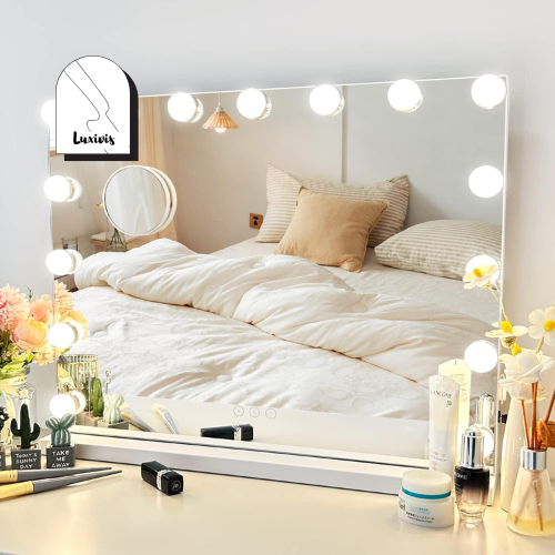 Vanity Mirror with Lights, 24"x18", White