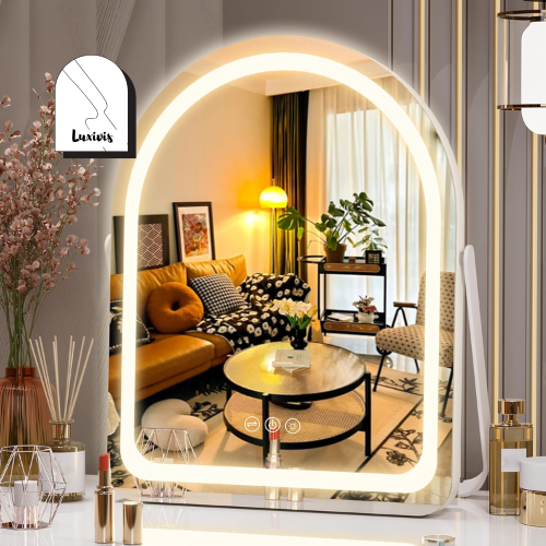 Hasipu Arched LED Vanity Mirror with Lights, 11"x14", White