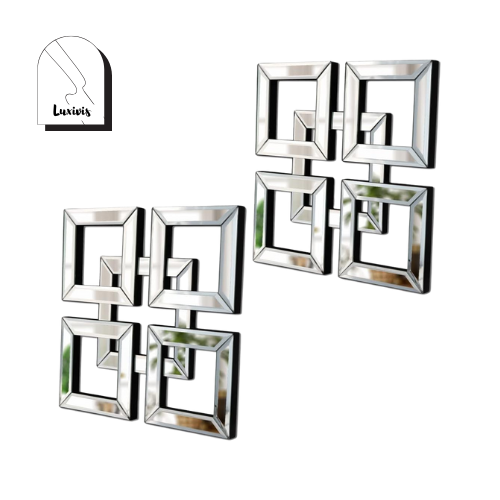 QMDECOR Silver Square Mirror Set