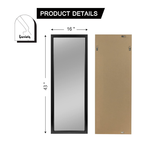 NeuType Full-Length Mirror 43"x16", Black