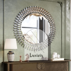 Kelly Miller 28-Inch Round Jeweled Mirror